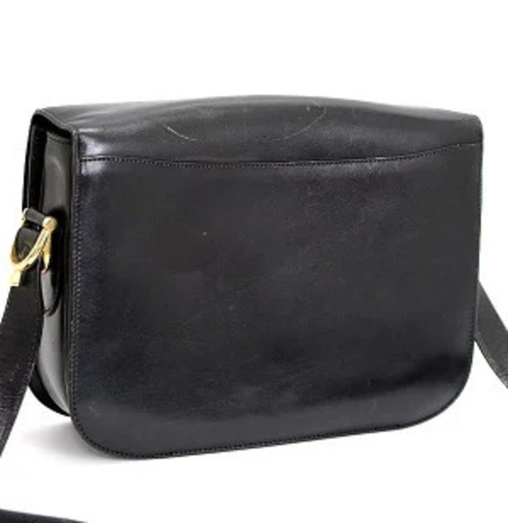 Celine Bag Black Shoulder Leather Carriage Gold